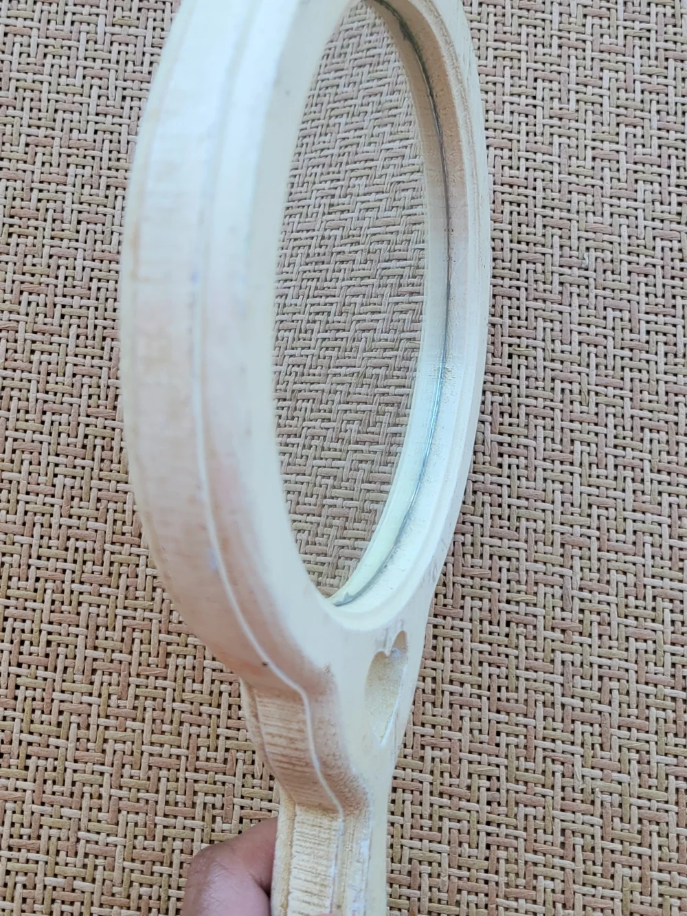 Vintage Hand Painted Floral Heart Handle Wooden Mirror